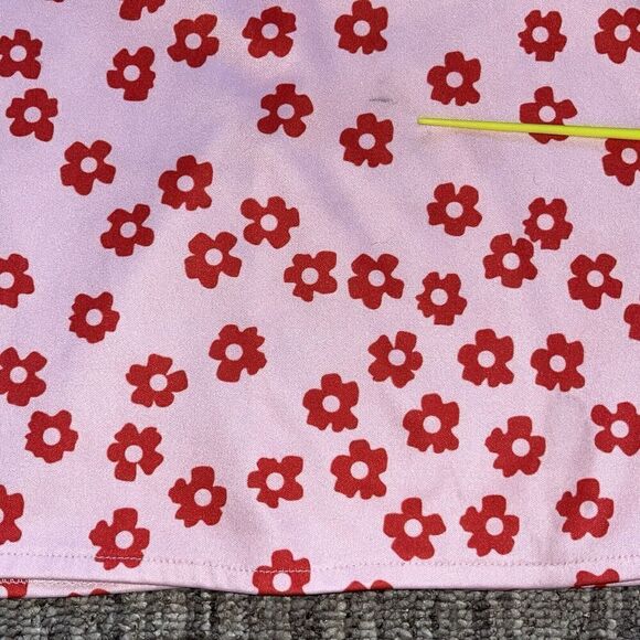 Romwe Women’s Mini Skirt Size Small 4 Red Floral Zip‎ Up Back 90s Y2K * - Picture 4 of 8